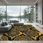 Golden Yellow Medallion Dark Tribal Rug