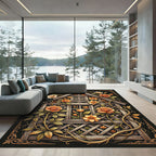 Golden Rose Lattice Cottage Garden Art Rug