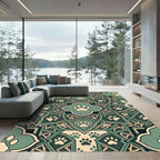 Sage Green Paw Print Medallion Interlace Rug