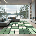 Sage Green Geometric Grid Block Rug