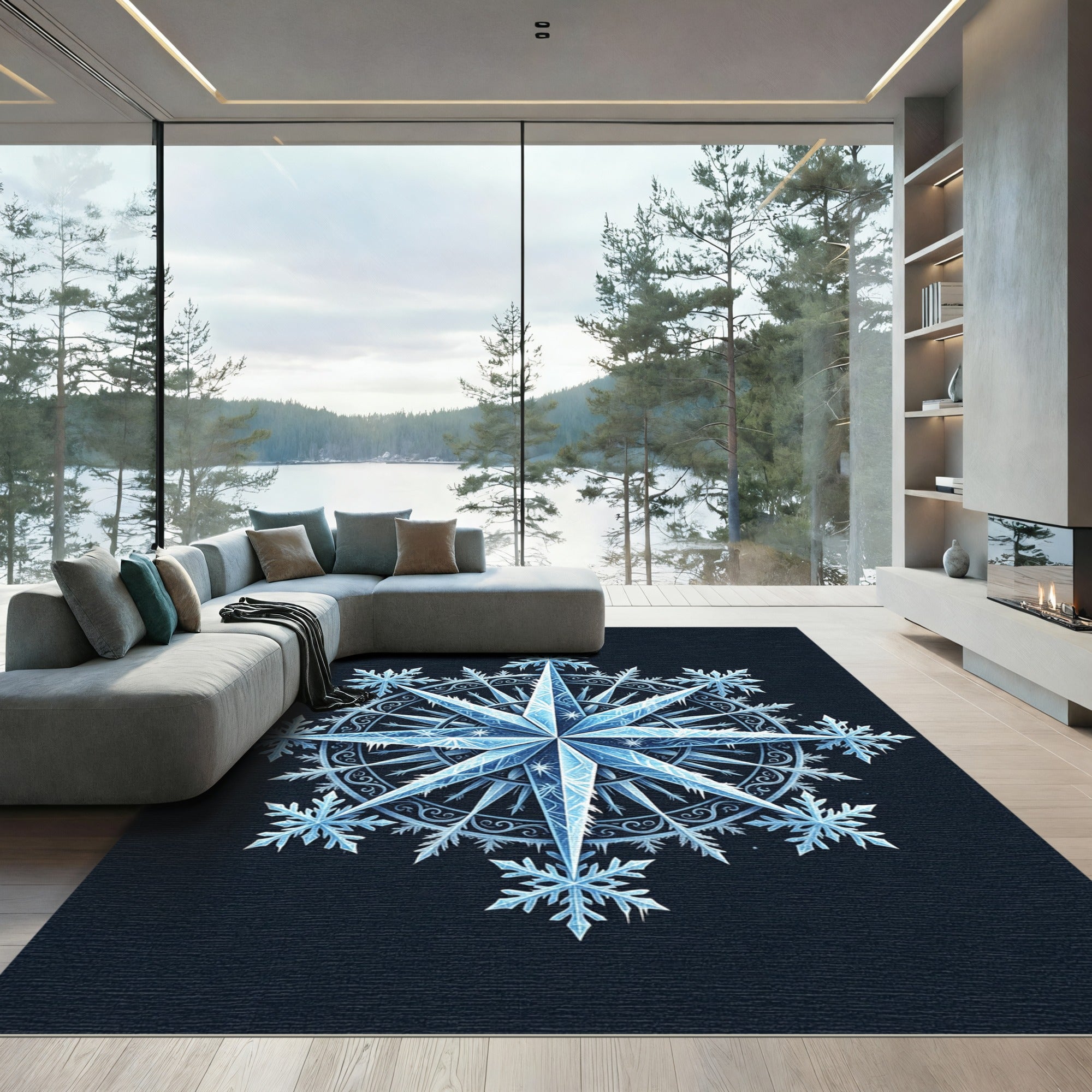 Icy Blue Nordic Crystal Star Rug