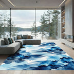 Azure Indigo Abstract Watercolor Flow Rug