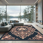 Pink Cherub Heart Scrollwork Medallion Rug