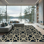 Luxury Black and Gold Geometric Lattice Rug