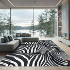 Bold Black White Zebra Stripe Collage Rug