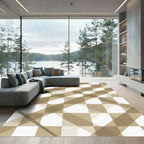 Modern Tan Geometric Diagonal Rug