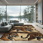 Majestic Gold Tiger Safari Landscape Rug