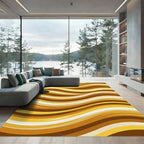 Golden Amber Fluid Wave Swirls Rug