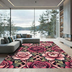 Pink Rose Trellis Floral Arrangement Rug