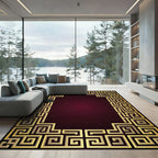 Ornate Gold Geometric Border Rug