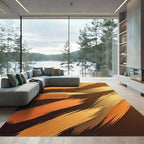 Golden Amber Abstract Brush Stroke Rug