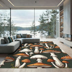 Whimsical Forest Toadstool Mushroom Illustration Rug