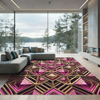 Luxury Glamour Fuchsia Geometric Prism Rug