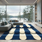 Navy and Cream Vertical Stripe Rug