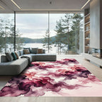 Ethereal Burgundy Watercolor Cloud Swirl Rug