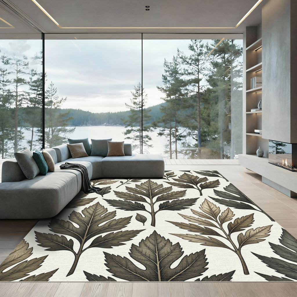 Sepia Toned Fern Leaf Arrangement Rug