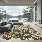 Art Nouveau Peach Blossom Swirls Rug