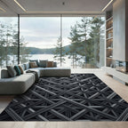 Dark Metallic Intersecting Lattice Grid Rug
