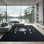 Ethereal Celestial Moon Phase Monochrome Rug
