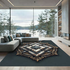 Steampunk Industrial Diamond Crest Rug