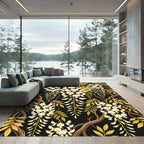 Elegant Gold Wisteria Floral Vine Rug