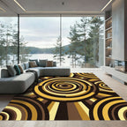 Modern Earthy Tone Concentric Circles Rug