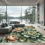 Ethereal Sage Peony Watercolor Floral Rug