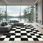 Monochrome Checkerboard Folded Illusion Grid Rug