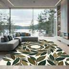 Earthy Foliage Wreaths Swirl Rug