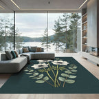 Elegant White Anemone Floral Bouquet Rug