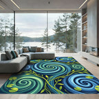 Verdant Aquatic Swirl Water Lily Rug