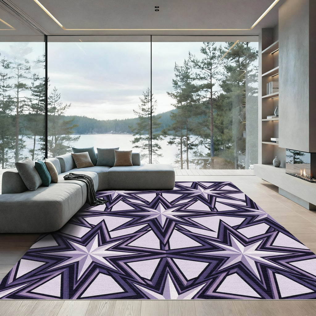 Geometric Star Lattice Lavender Rug