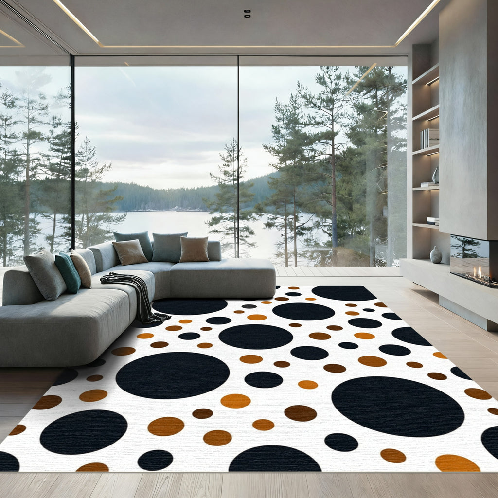 Black and Copper Polka Dot Rug