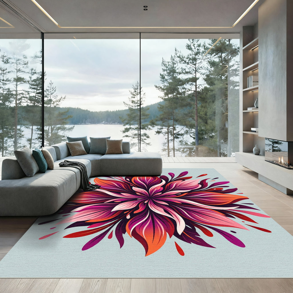 Vibrant Radiant Sunset Petal Mandala Rug