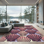 Pink Scallop Shell Coastal Pattern Rug
