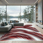 Crimson Palm Leaf Ensemble Rug