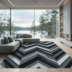 Monochromatic Gray Geometric Chevron Rug