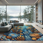 Golden Anemone Coral Blue Ocean Rug
