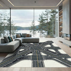 Modern Architectural Junction Geometric Graphic Rug