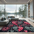 Pink Gray Broken Heart Abstract Rug