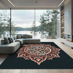 Elegant Peach Coral Filigree Medallion Rug