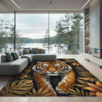 Golden Tiger Jungle Foliage Rug