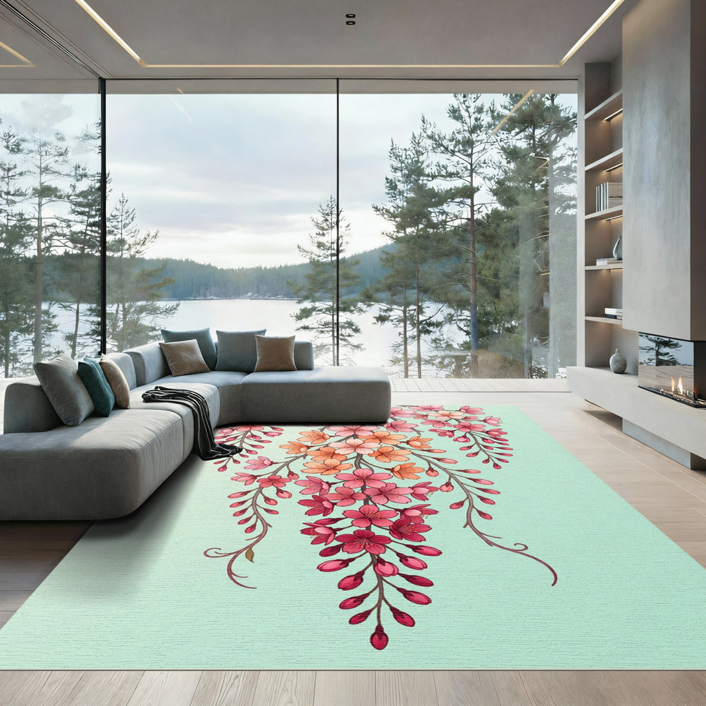 Pink Orange Blossom Branch Drape Rug