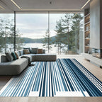 Deep Blue Vertical Stripe Gradient Rug
