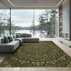 Gold Mandala Art In Black Rug