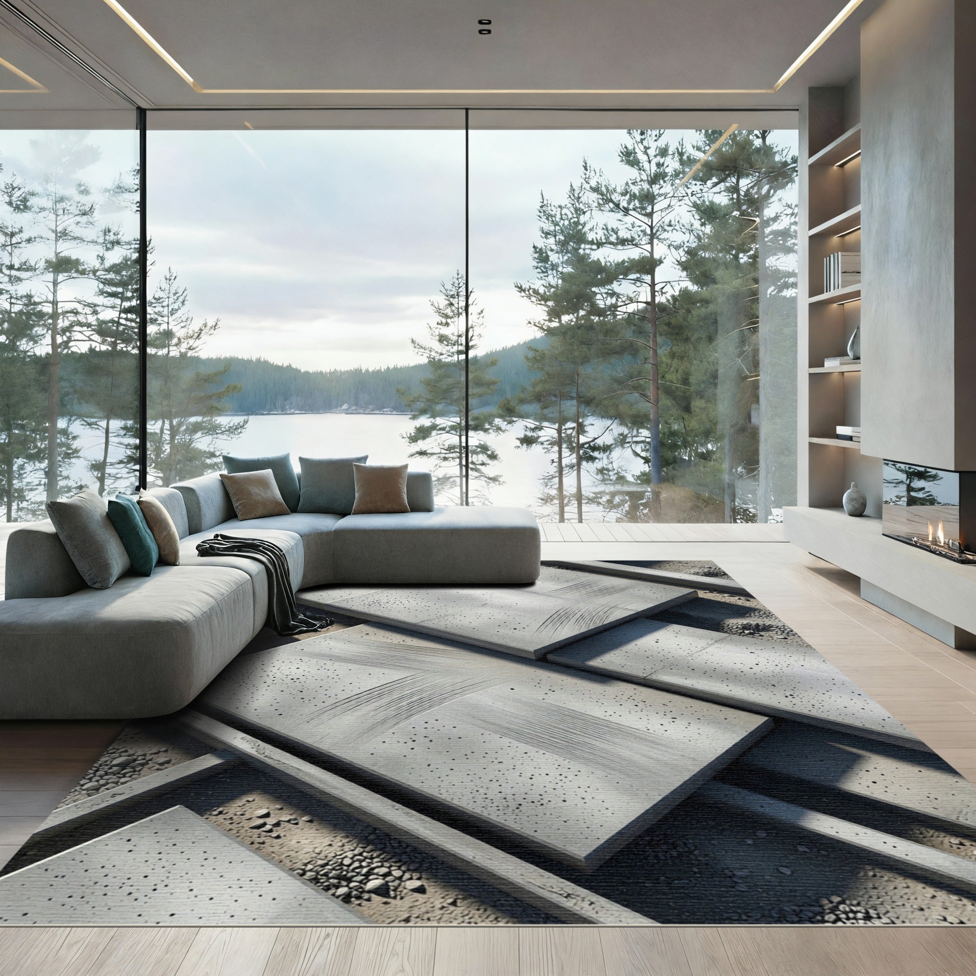 Concrete Surface Scratch Mark Rug