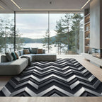 Metallic Silver Chevron Geometric Rug