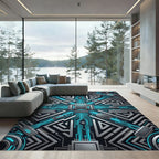 Futuristic Cybernetic Circuit Glow Tech Rug