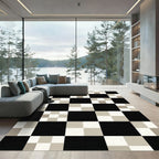 Monochrome Checkered Grid Square Area Rug