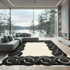 Dark Gray Interlocking Scroll Border Rug